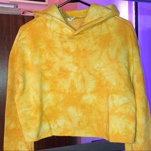 Yellow Tie Dye Cropped Hoodie